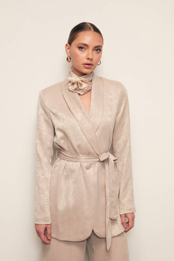 Long Belted Coat - BEIGE - 1