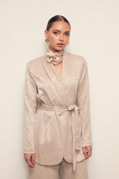 Long Belted Coat - BEIGE - 6