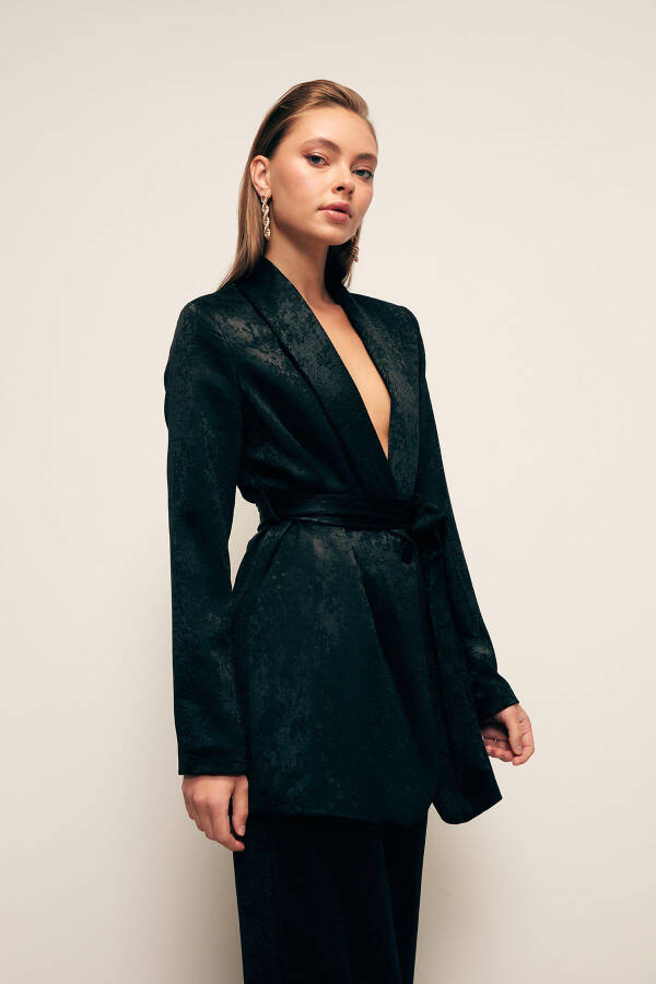 Long Belted Coat - BLACK - 2