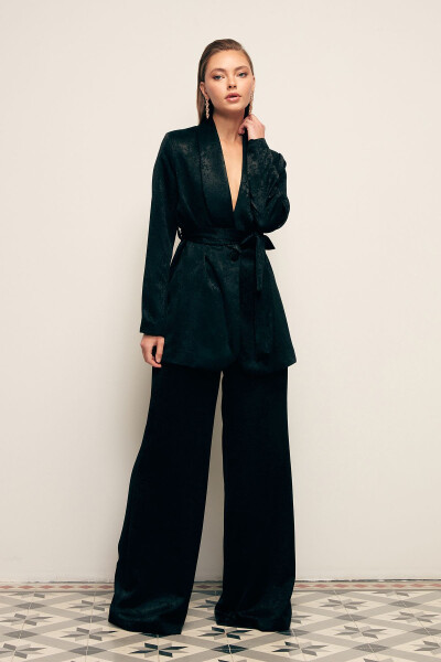 Long Belted Coat - BLACK - 3