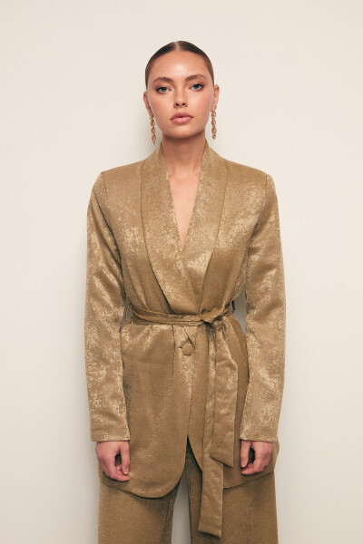 Long Belted Jacket - KHAKI - 1