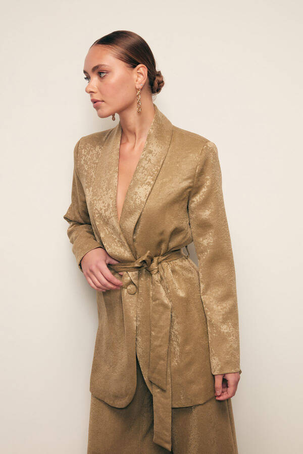 Long Belted Jacket - KHAKI - 4