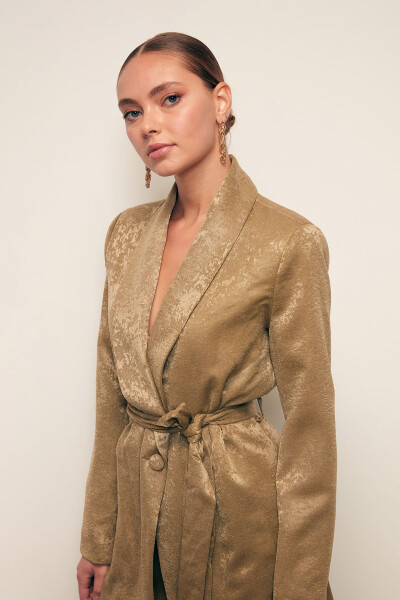 Long Belted Jacket - KHAKI - 5