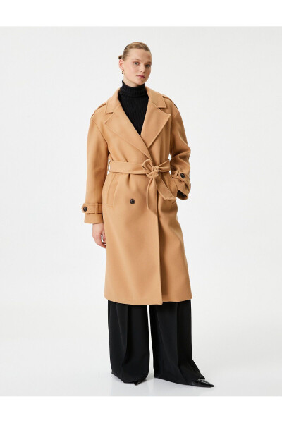 Long, belted, pocketed, double-breasted coat - 3