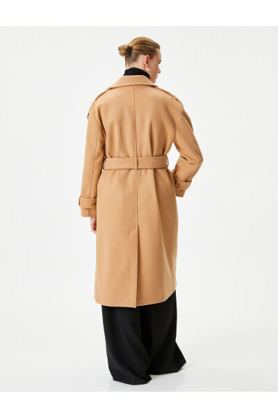 Long, belted, pocketed, double-breasted coat - 4