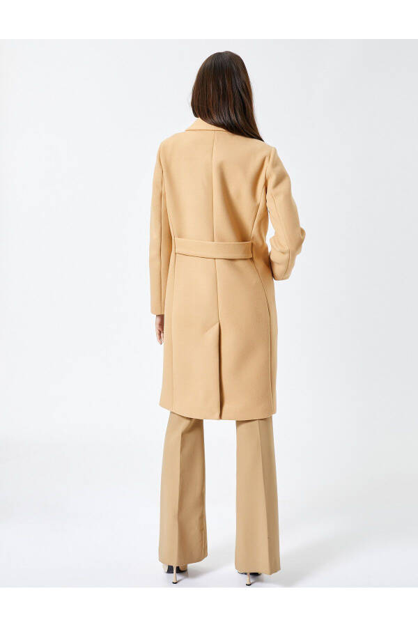 Long, buttoned, double-breasted, slit, belted cashmere coat - 10