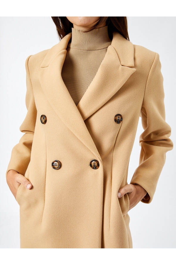 Long, buttoned, double-breasted, slit, belted cashmere coat - 5