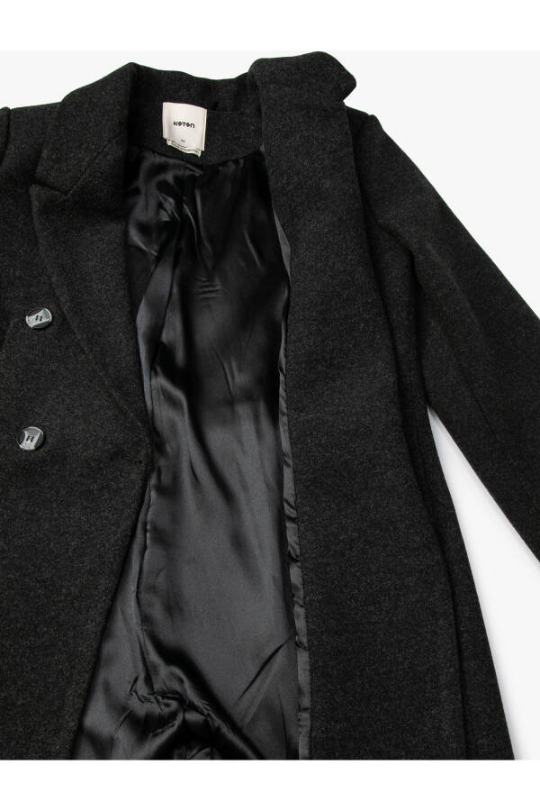 Long, double-breasted, buttoned pocket detailed, belted cashmere coat. - 14