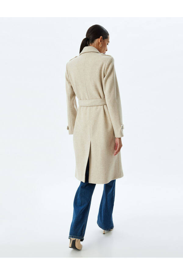 Long, double-breasted, pocket, belt detail relaxed fit cashmere coat. - 9