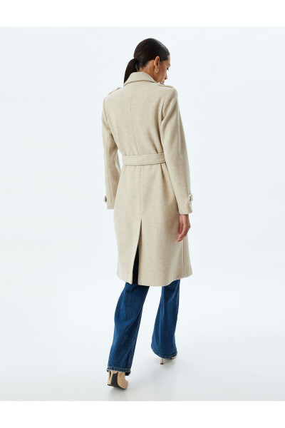 Long, double-breasted, pocket, belt detail relaxed fit cashmere coat. - 12