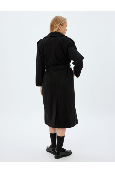 Long, double-breasted, pocket-detailed cashmere coat - 4