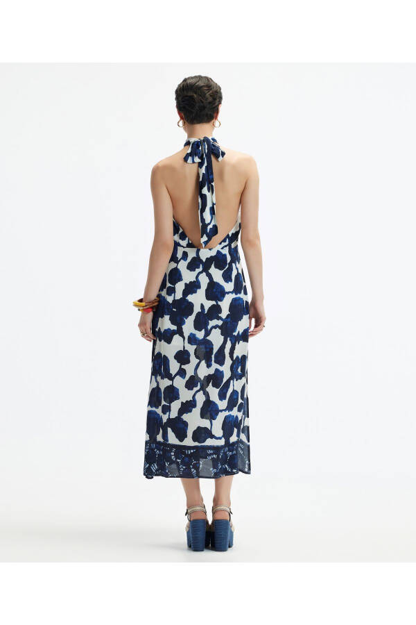 Long Dress with Open Back and Tie Neck - 4