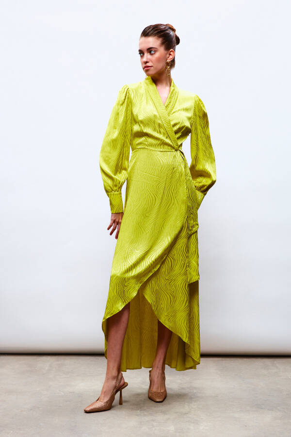 Long Dress with Wrap Design - OLIVE GREEN - 11