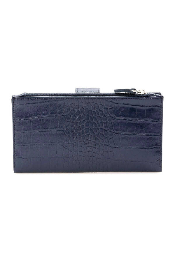 Long, genuine leather crocodile embossed women's wallet. - 3