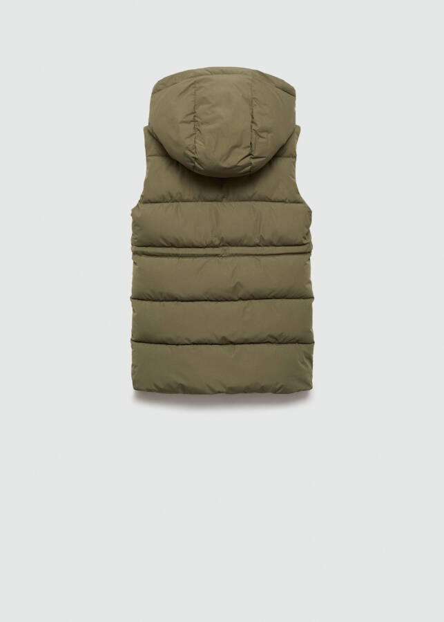 Long, khaki quilted vest. - 17