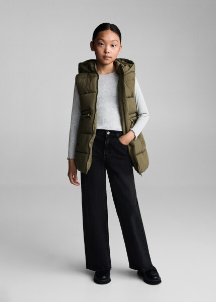 Long, khaki quilted vest. - 18