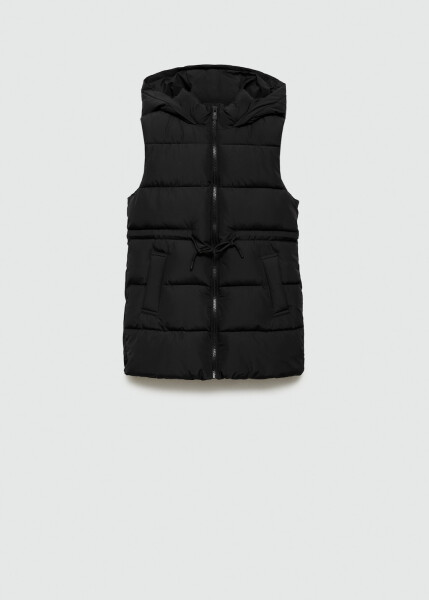 Long, khaki quilted vest. - 1