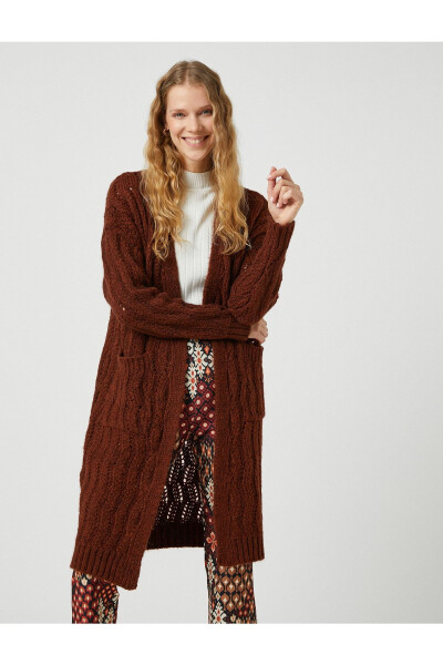 Long Knit Cardigan with Pockets and Mohair Blend - 2