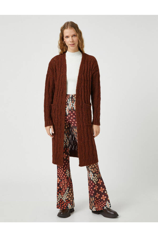 Long Knit Cardigan with Pockets and Mohair Blend - 3