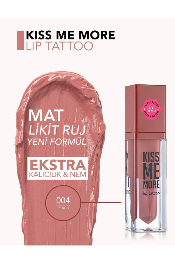 Long-Lasting Matte Lipstick - Kiss Me More-004 Peach-8682536040655 - 9