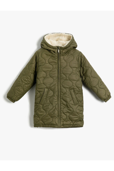 Long puffer jacket with plush lining - 1