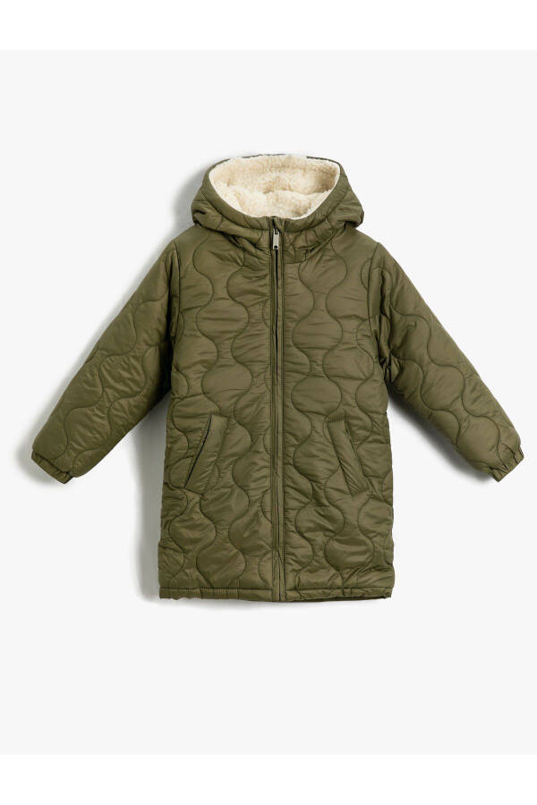 Long puffer jacket with plush lining - 1