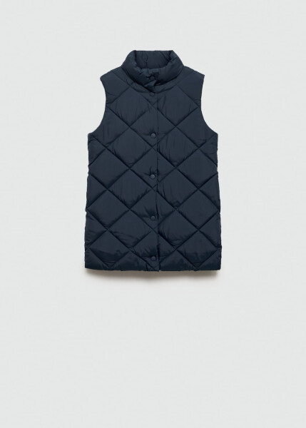 Long, quilted, navy vest - 9