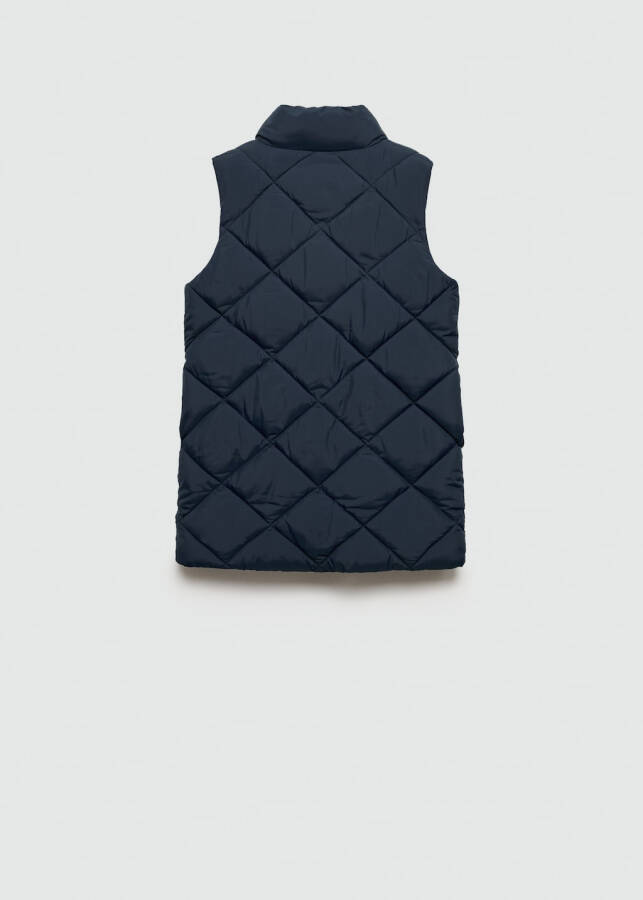 Long, quilted, navy vest - 10