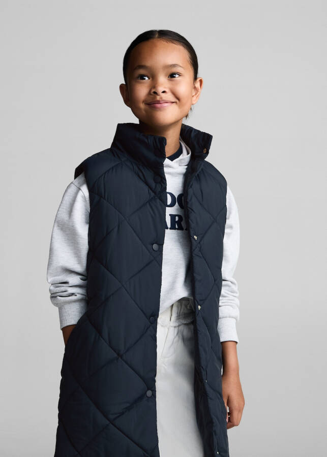 Long, quilted, navy vest - 17