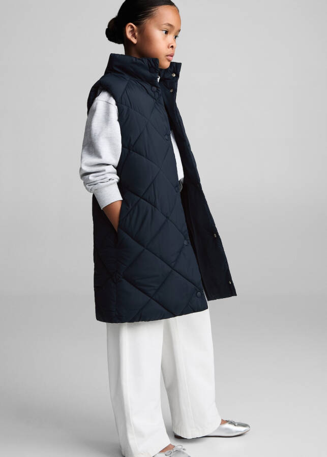 Long, quilted, navy vest - 20