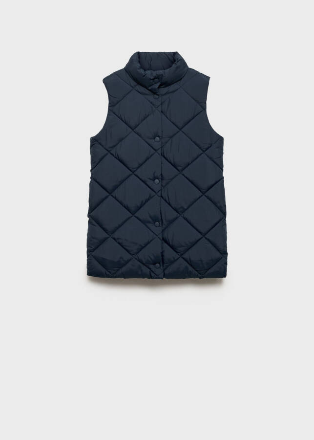 Long, quilted, navy vest - 5