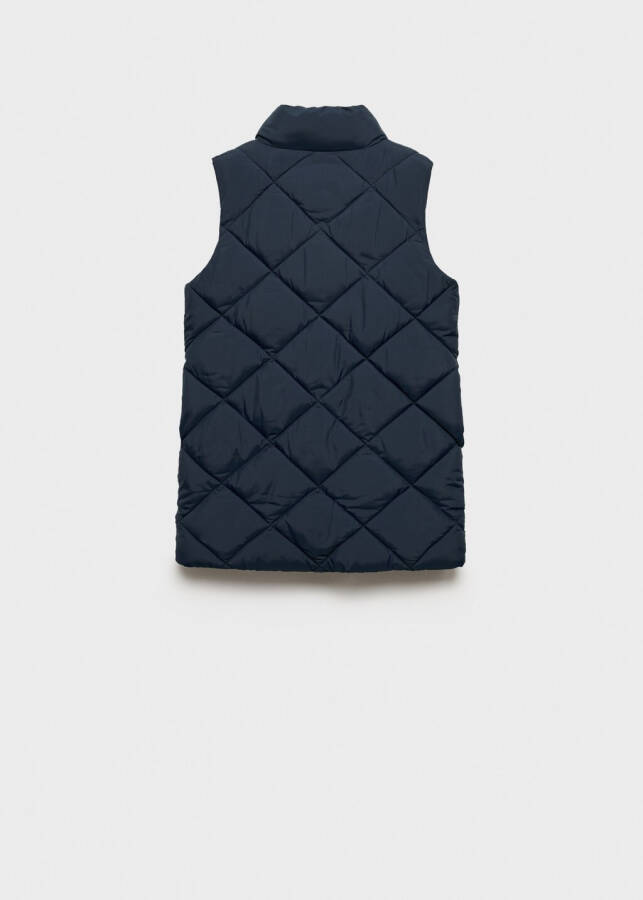 Long, quilted, navy vest - 6