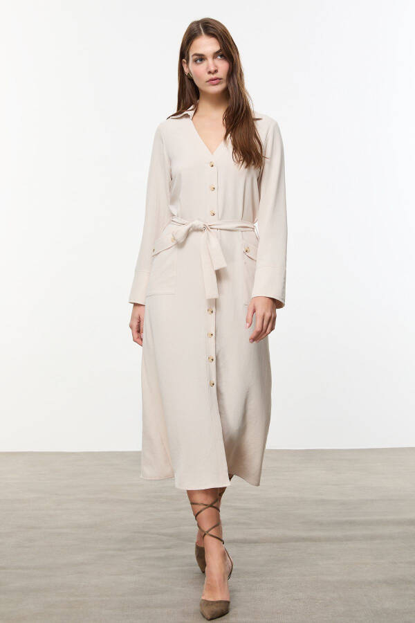 Long Shirt Dress with Belt - 7