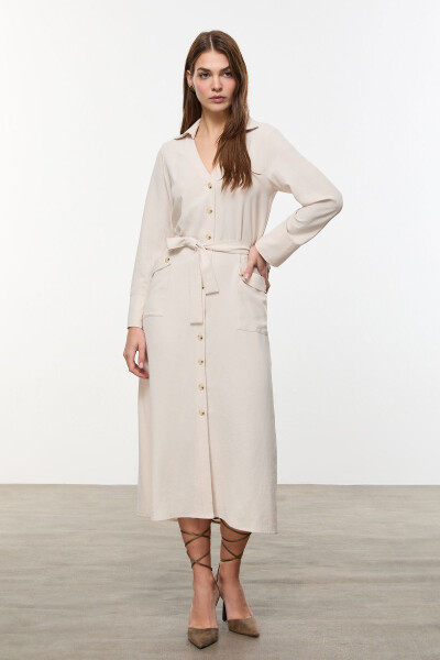 Long Shirt Dress with Belt - 8