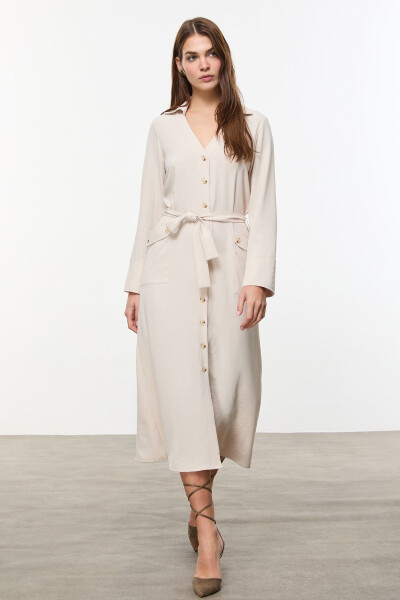 Long Shirt Dress with Belt - 1