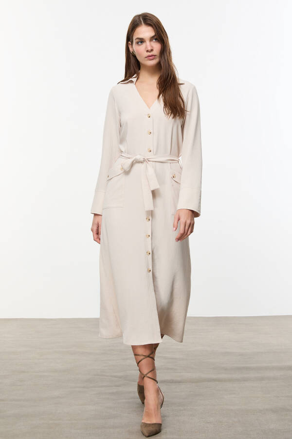 Long Shirt Dress with Belt - 13