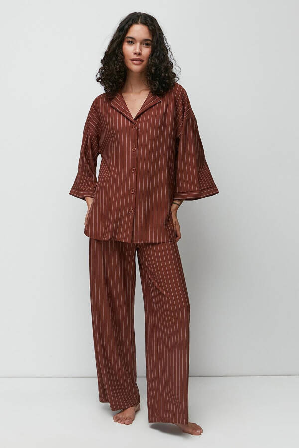 Long Shirt Pant Suit 9140 Brown - 1