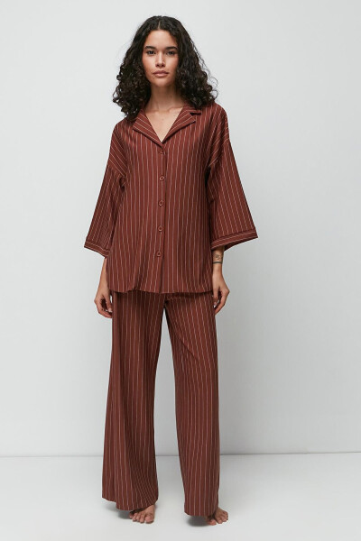 Long Shirt Pant Suit 9140 Brown - 2