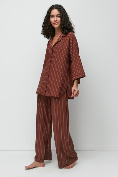 Long Shirt Pant Suit 9140 Brown - 3