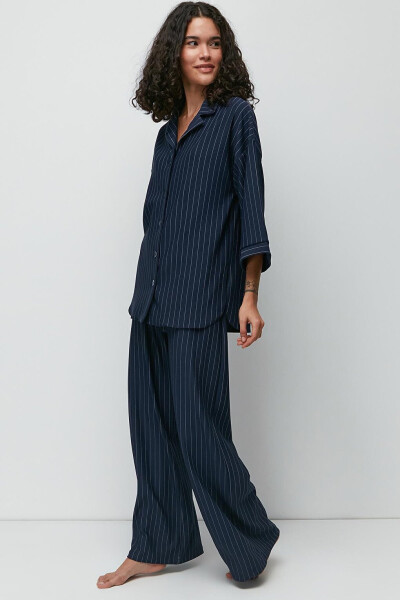 Long Shirt Pants Suit 9140 Navy - 2