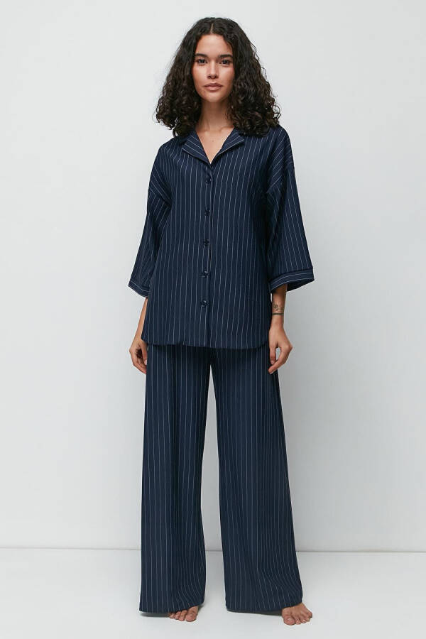 Long Shirt Pants Suit 9140 Navy - 4