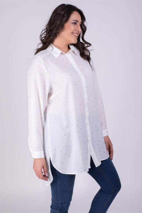 Long Shirt with Gold Print - 1