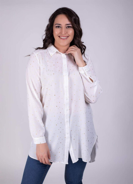 Long Shirt with Gold Print - 7