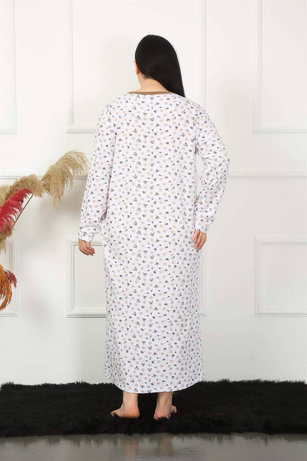 Long Sleeve Beige Maternity Nightgown 1357 - 3