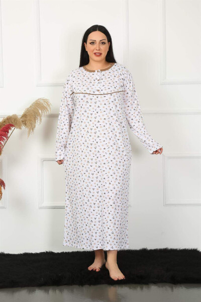 Long Sleeve Beige Maternity Nightgown 1357 - 5