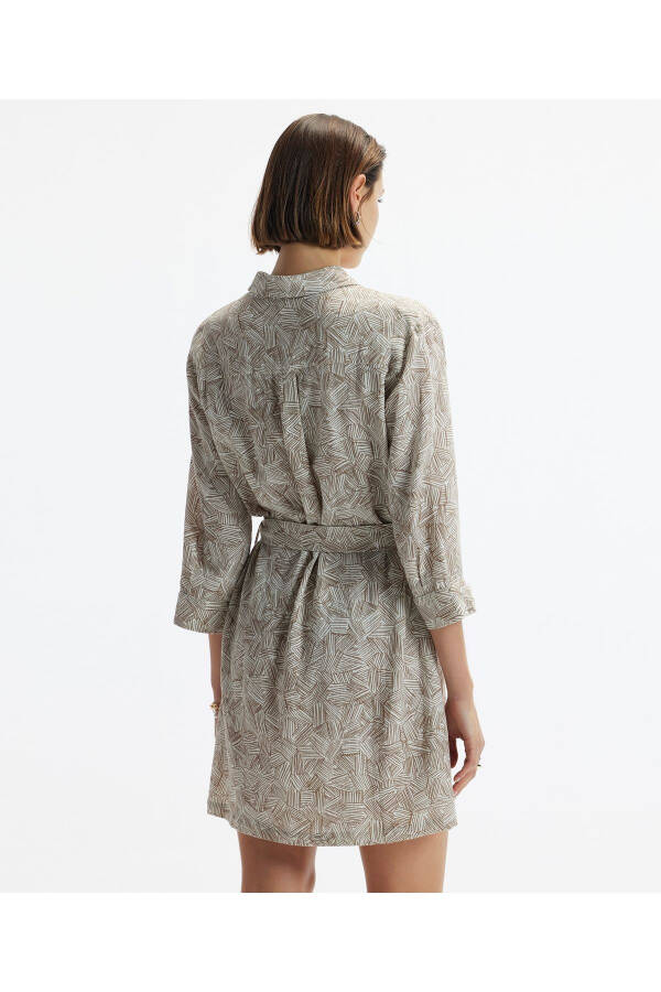 Long Sleeve Belted Short Shirt Dress - 3