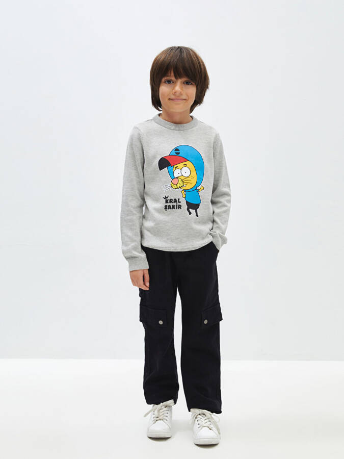 Long Sleeve Bicycle Neck King Shakir Printed Boys' Knit Sweater - 2