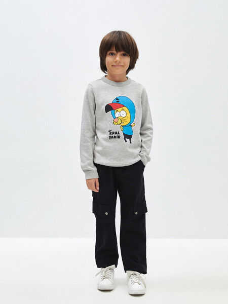 Long Sleeve Bicycle Neck King Shakir Printed Boys' Knit Sweater - 8