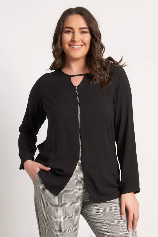 Long Sleeve Blouse with Chain Detail - 1