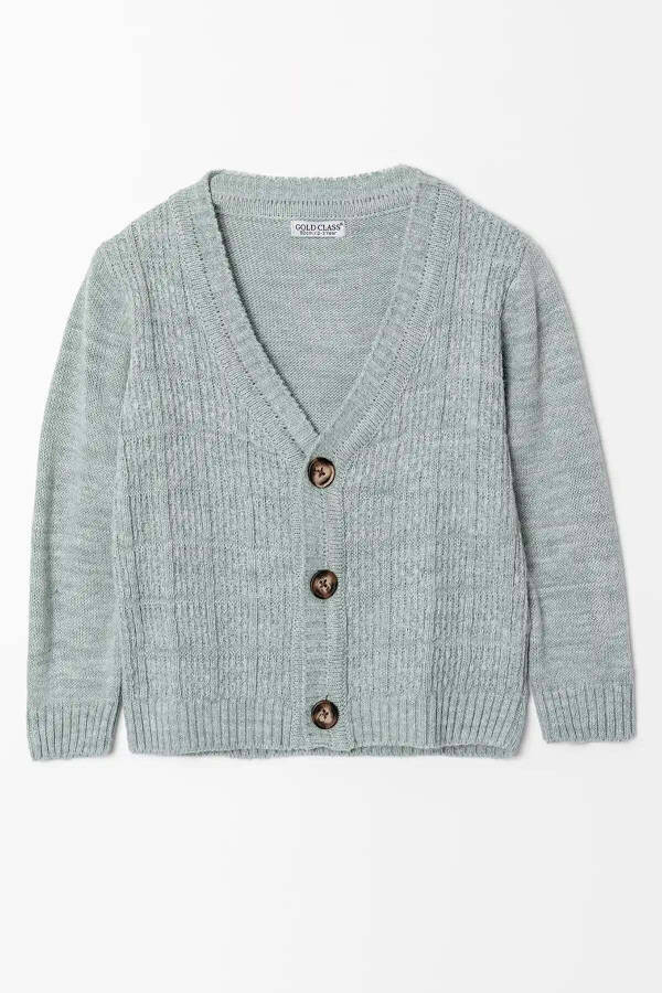 Long Sleeve Button Closure Boys Knit Cardigan - 1